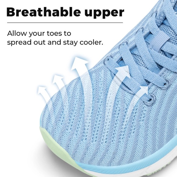 Fitville Running Shoes Women 7M Wide Width FlowCore V2 Sky Blue Knit Heel Arch - Picture 4 of 13